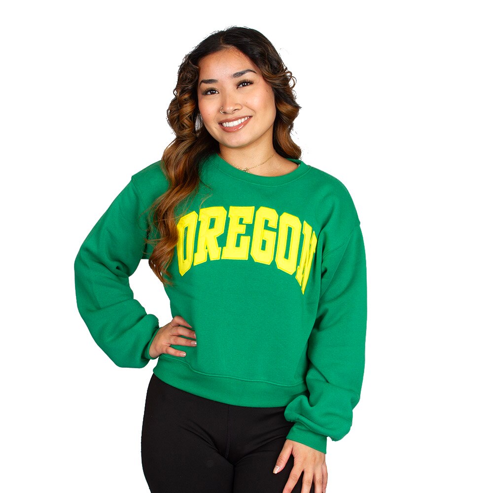 Arched Oregon, Zoozatz, Green, Pullover, Polyester Blend, Women, Cropped, Sweatshirt, 954320